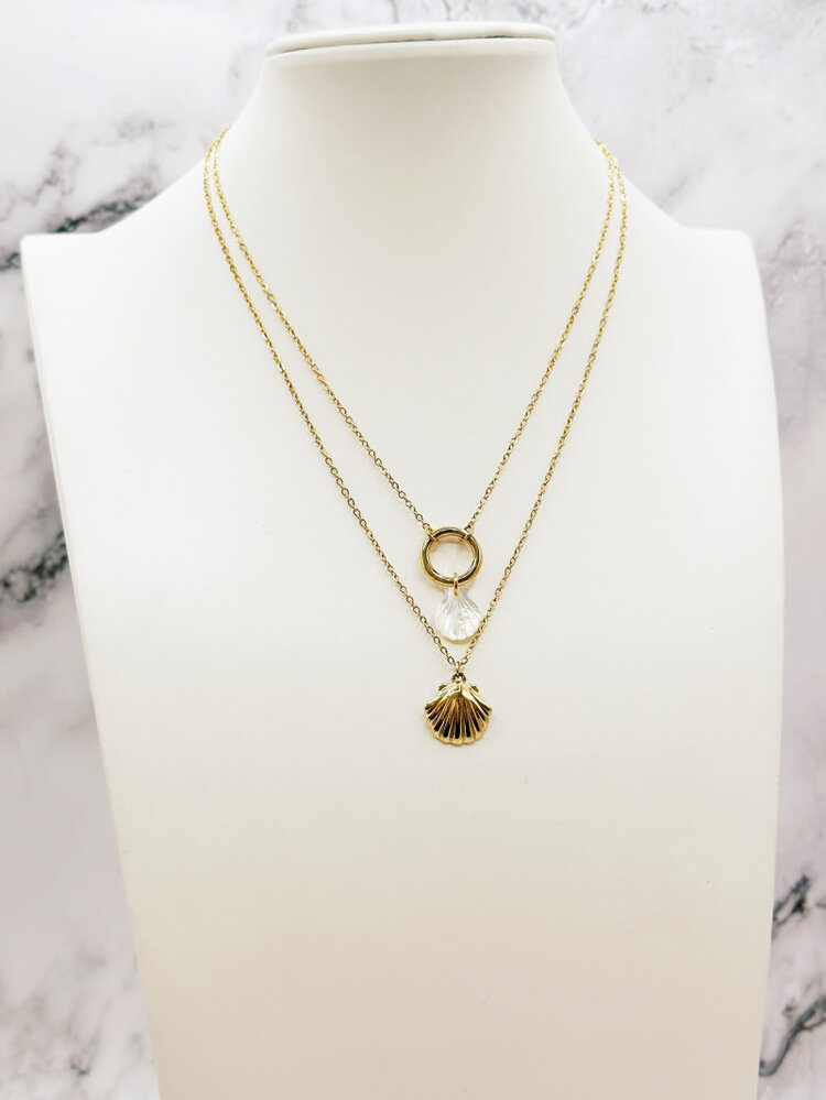 Gold Double Shell Necklace
