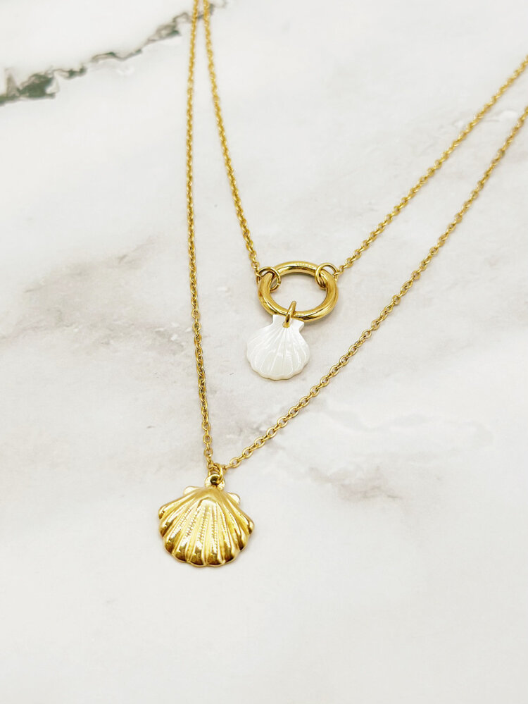 Gold Double Shell Necklace