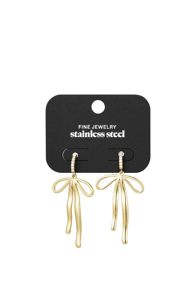 Gold Bow Statement Diamond Earrings