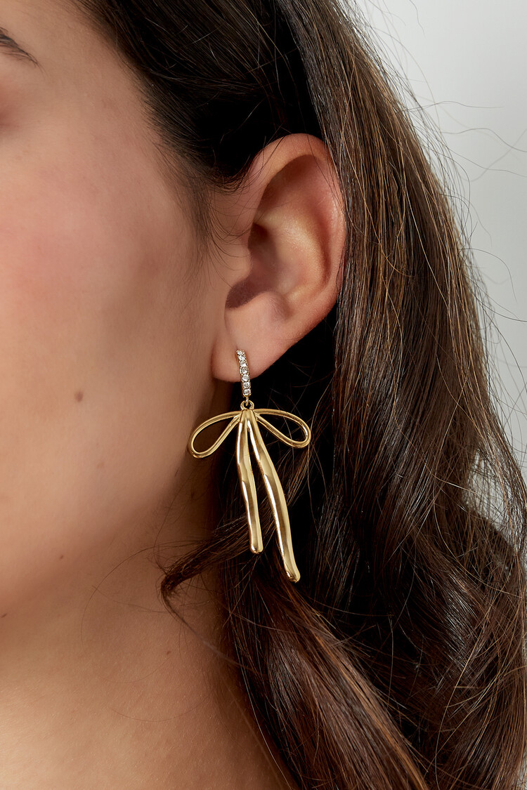 Gold Bow Statement Diamond Earrings