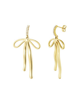 Gold Bow Statement Diamond Earrings