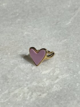 Gold Candy Heart Ring / Pink