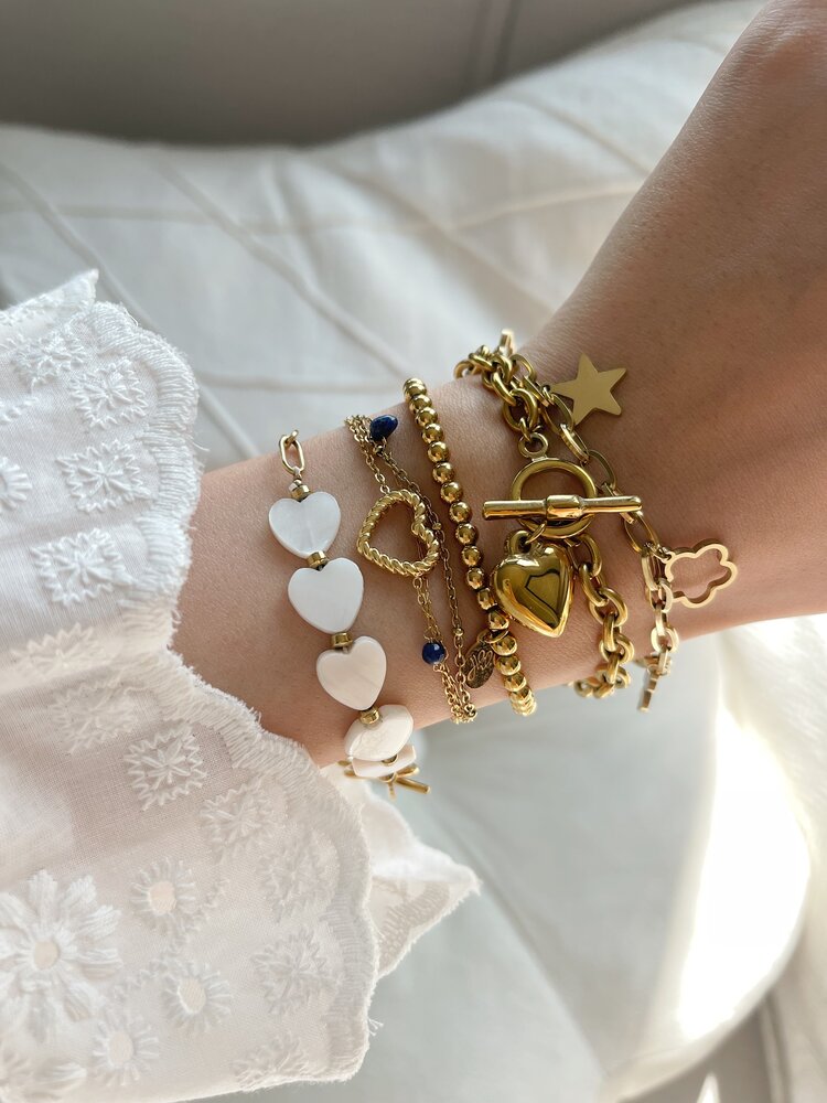 Gold Charm Party Link Bracelet