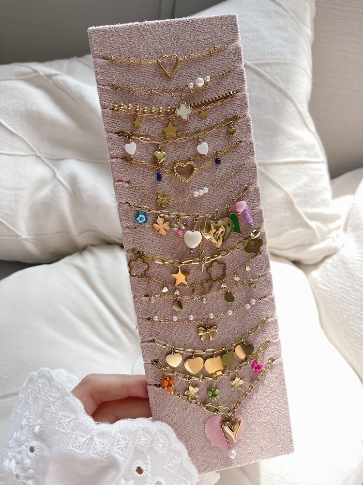 Gold Heart Double Dots Bracelet