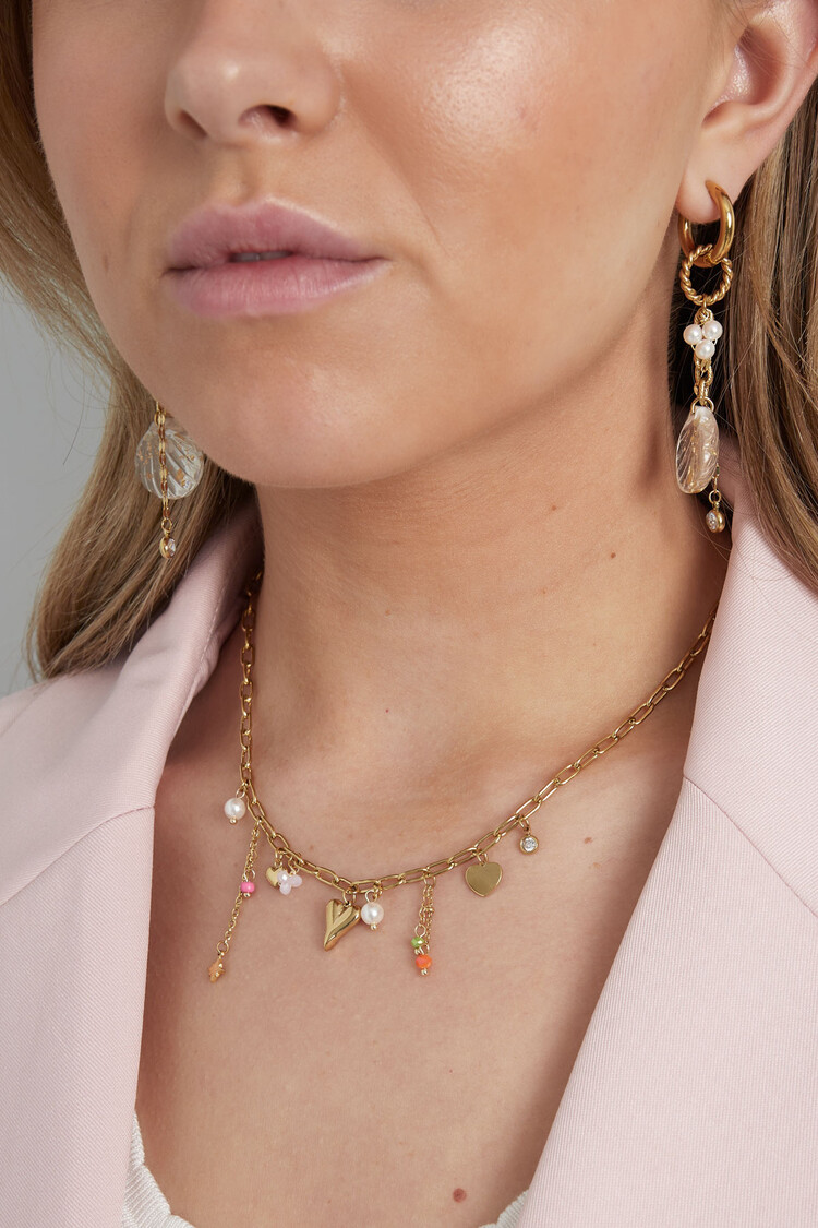 Gold Dainty Dangle Mixed Charms Necklace