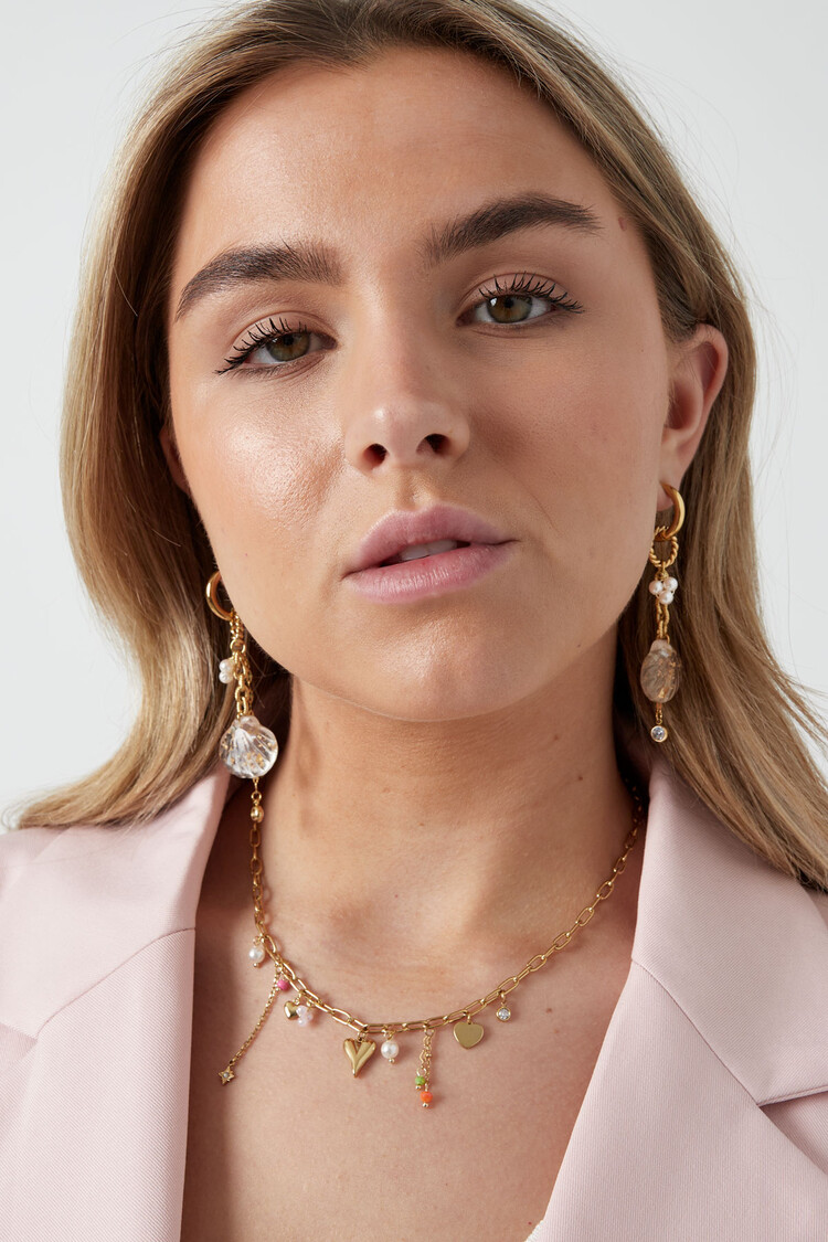 Gold Dainty Dangle Mixed Charms Necklace