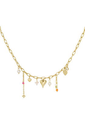 Gold Dainty Dangle Mixed Charms Necklace