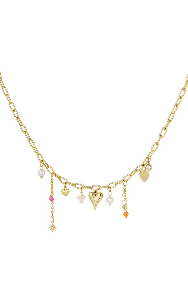 Gold Dainty Dangle Mixed Charms Necklace