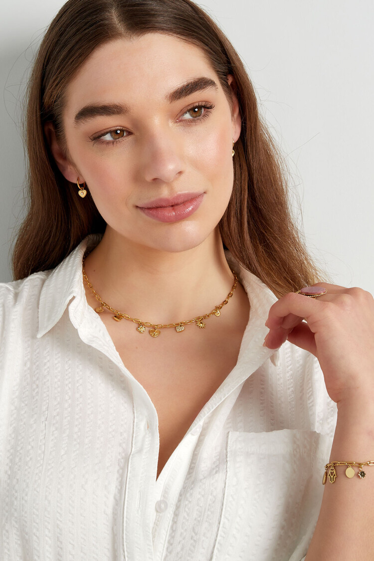 Gold Delicate Tiny Mixed Charms Necklace