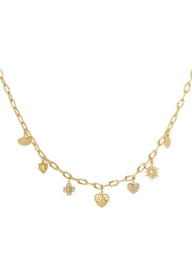 Gold Delicate Tiny Mixed Charms Necklace