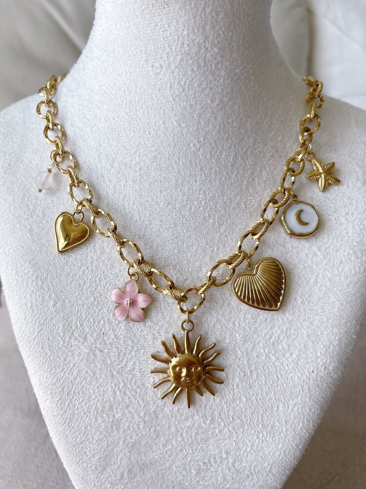 Gold 7 Mixed Charms Necklace / Type C1