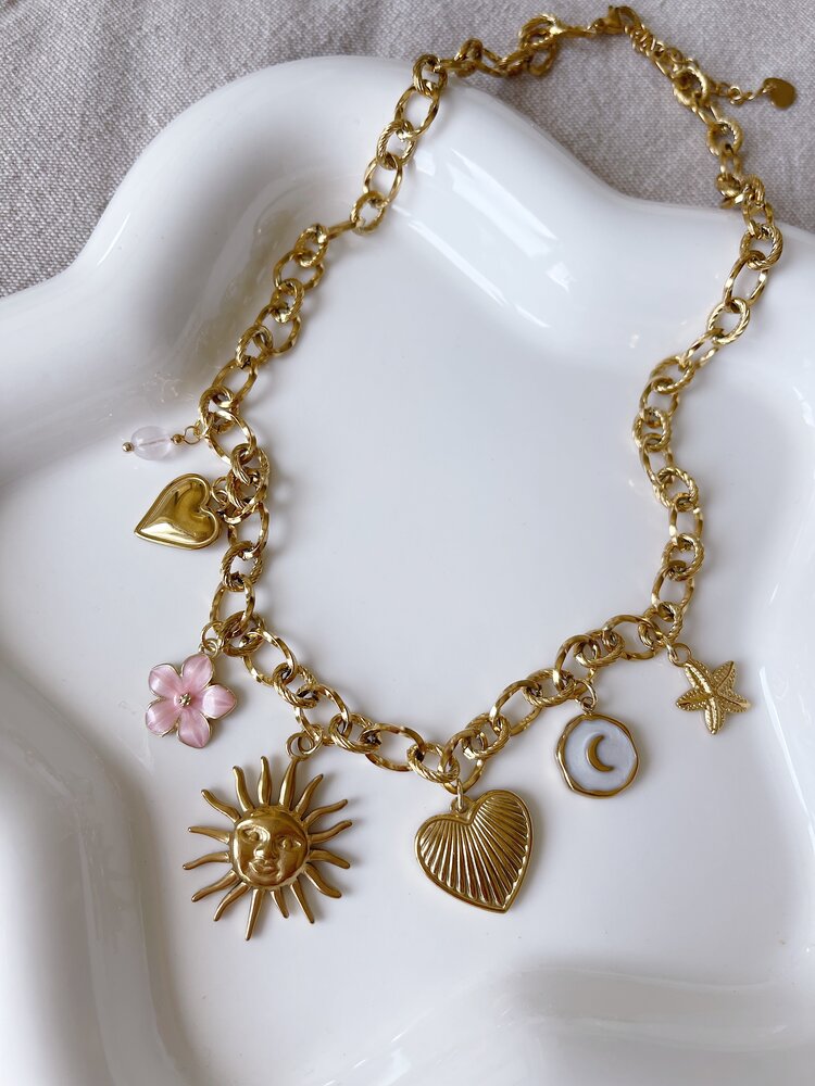 Gold 7 Mixed Charms Necklace / Type C1