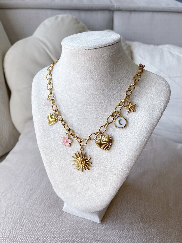 Gold 7 Mixed Charms Necklace / Type C1