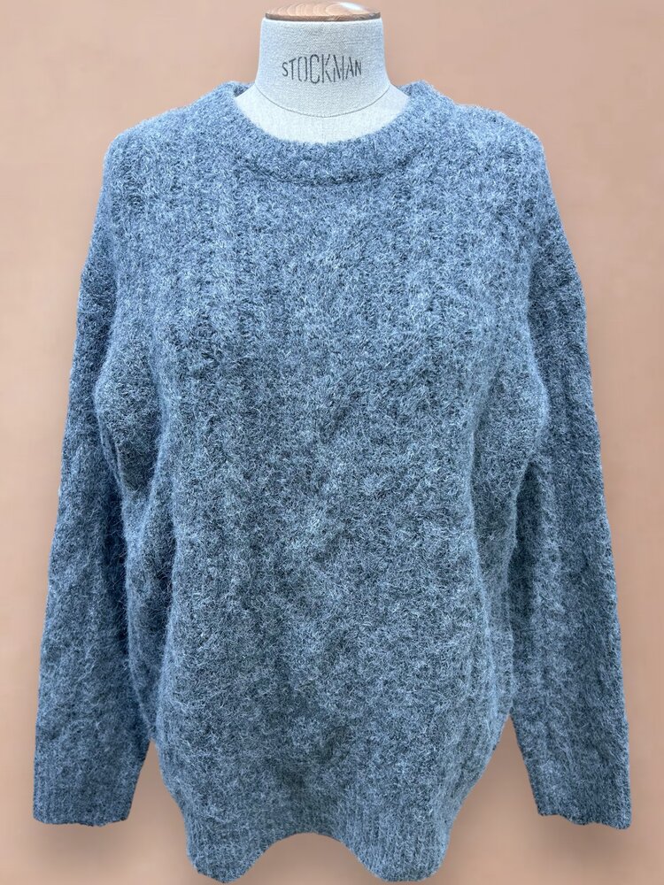 Rojina Oversized Cable Knit Sweater / Grey
