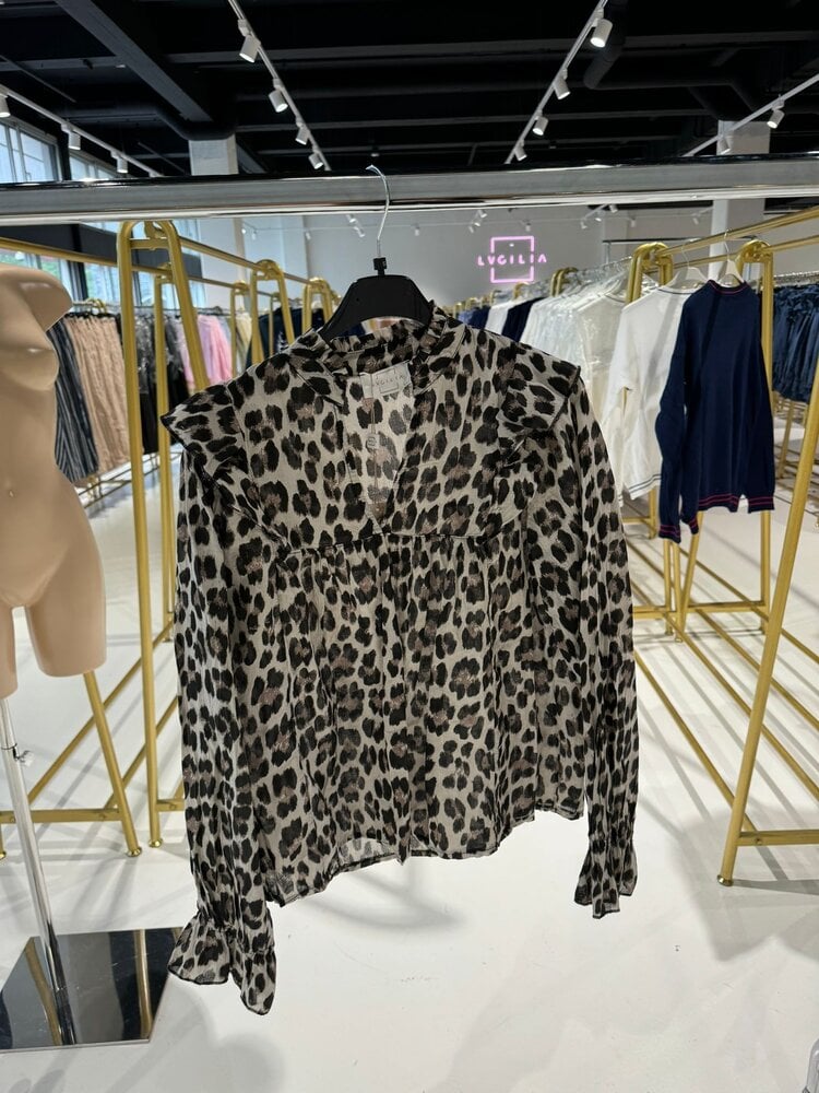 Lenae Ruffle Blouse / Leopard Brown