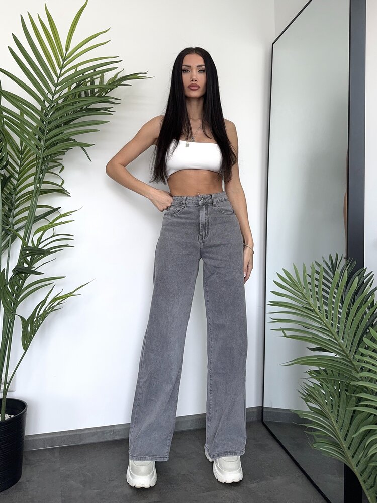 Rhoda Wide Leg Jeans / Grey