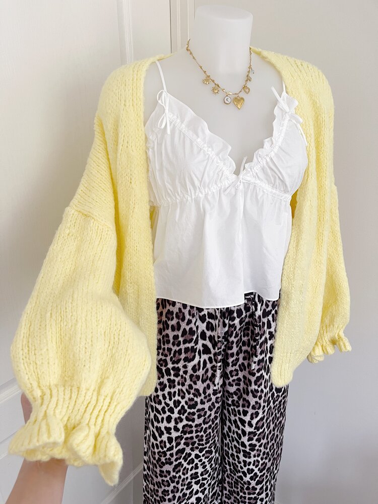Celia Ruffle Knit Cardigan / Yellow