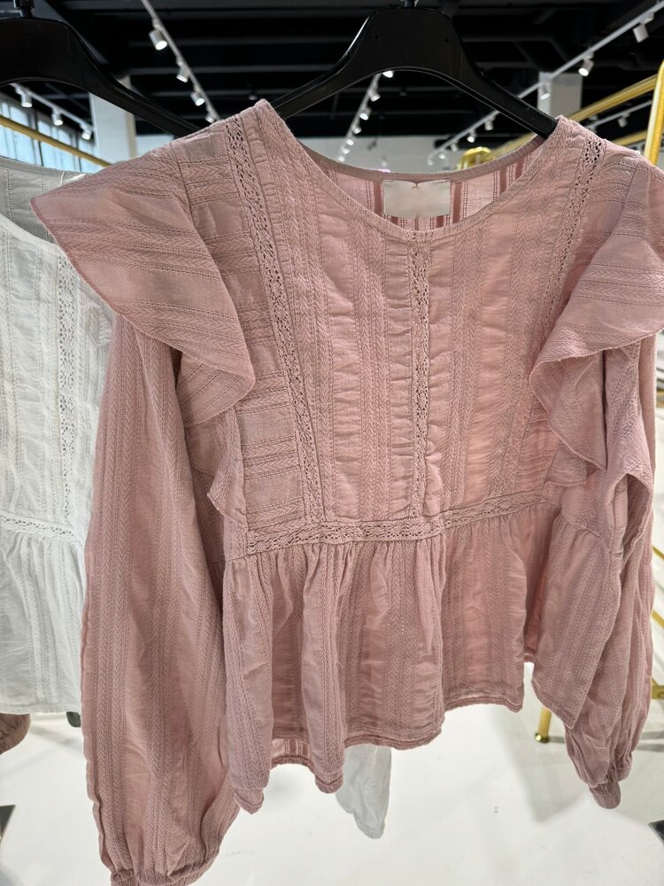 Salina Embroidered Blouse / Dusty Pink