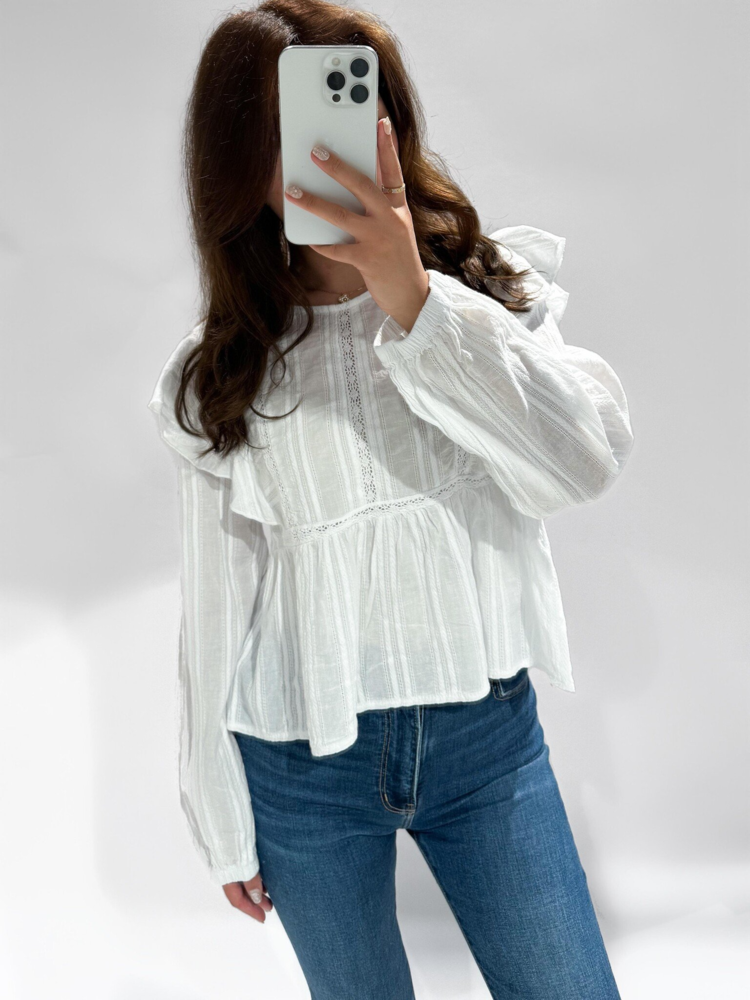 Salina Embroidered Blouse / White