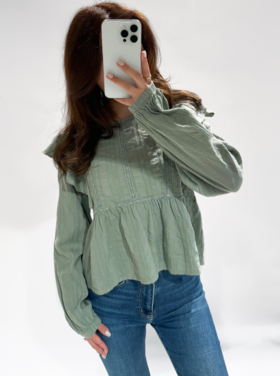 Salina Embroidered Blouse / Army Green