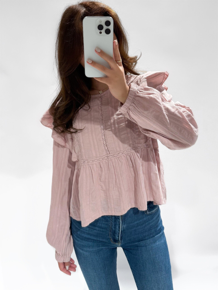 Salina Embroidered Blouse / Dusty Pink