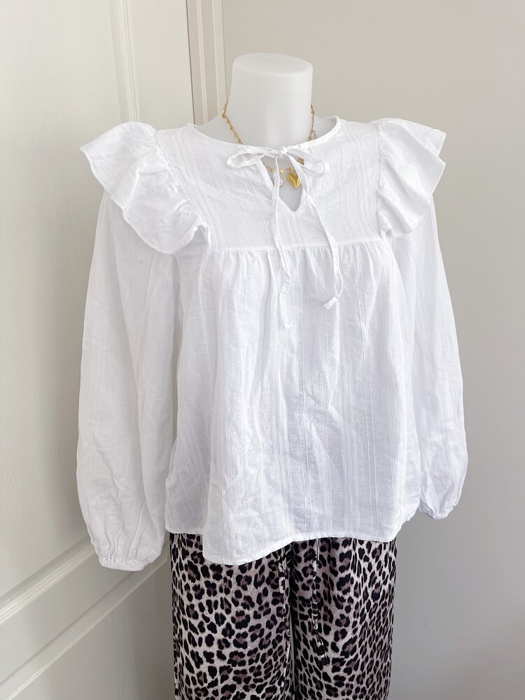 Frida Embroidered Blouse / White