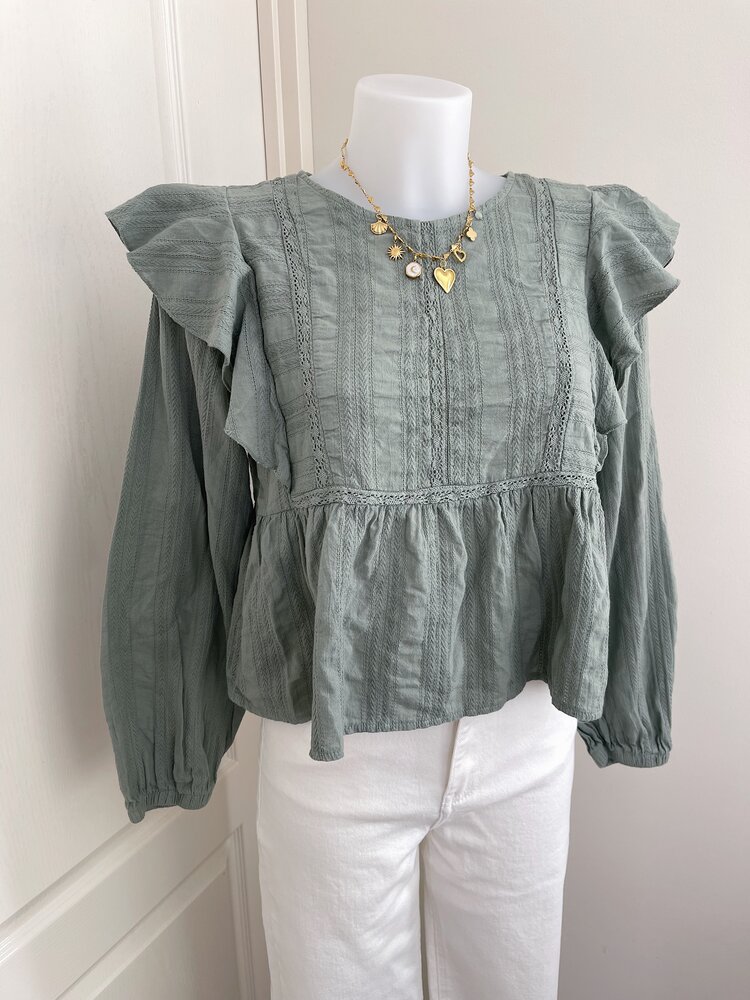 Salina Embroidered Blouse / Army Green