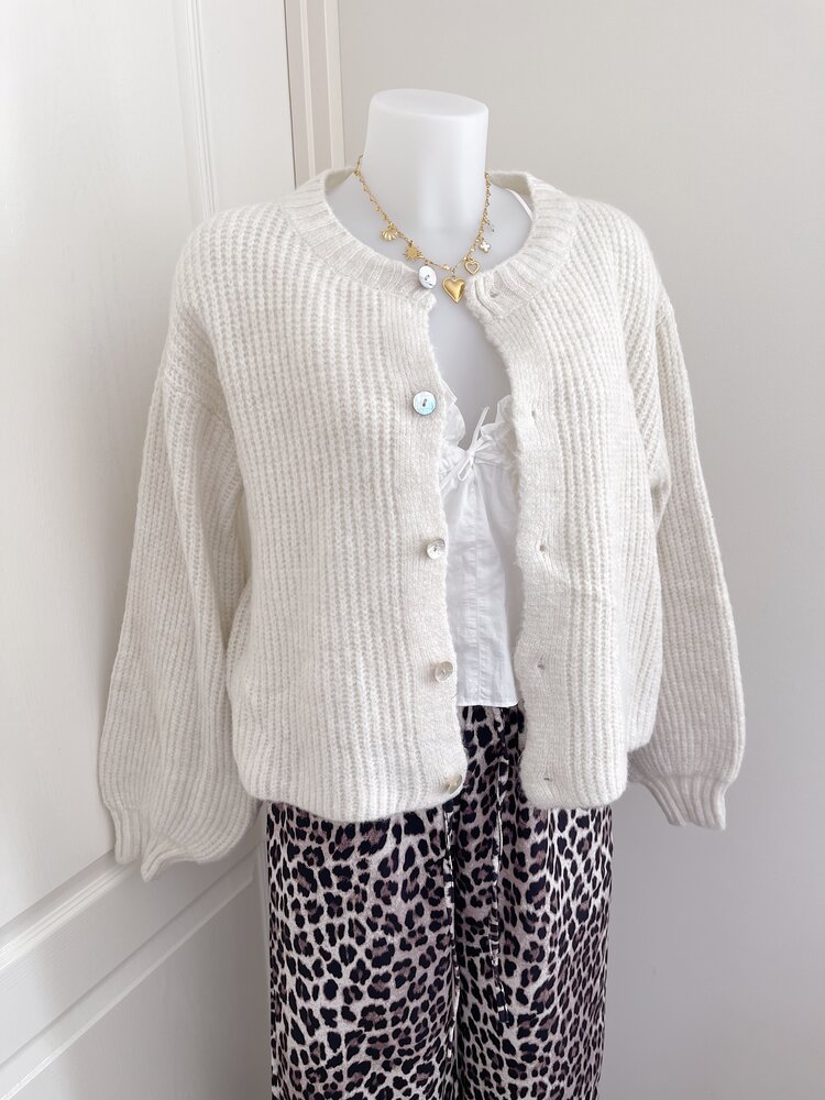 Mathilde Button Knit Cardigan / Ecru