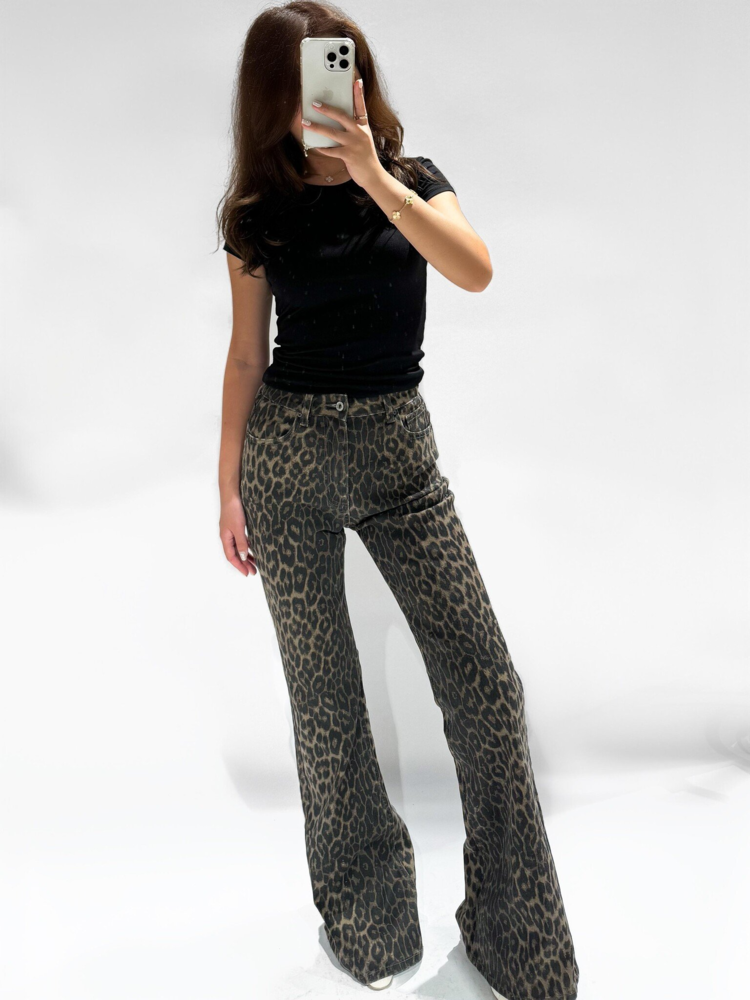 Julie Leopard Flared Jeans