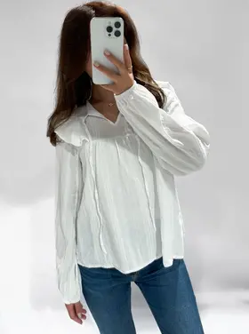 Frida Embroidered Blouse / White