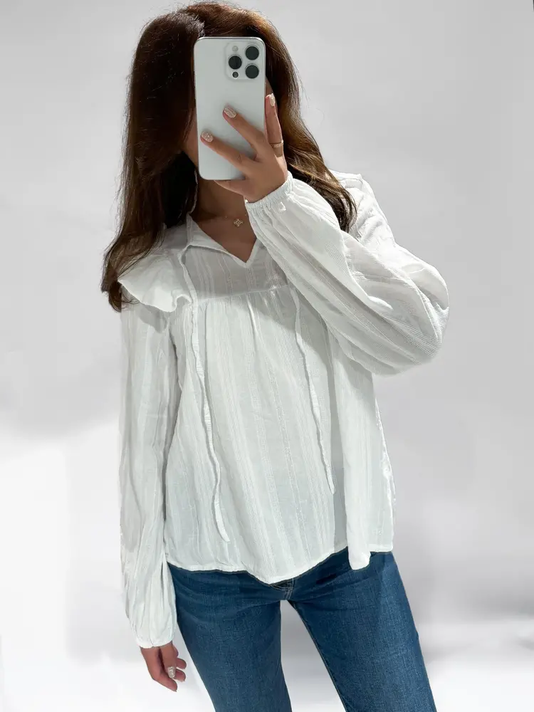 Frida Embroidered Blouse / White
