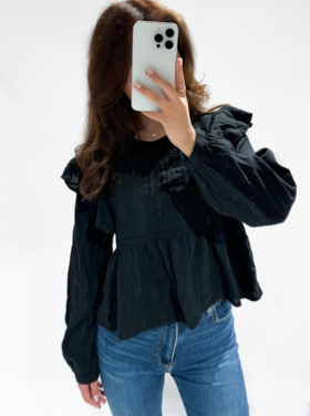 Salina Embroidered Blouse / Black