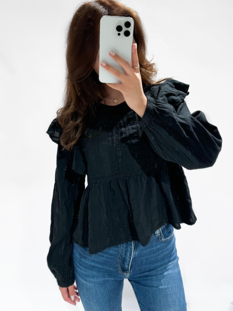 Salina Embroidered Blouse / Black