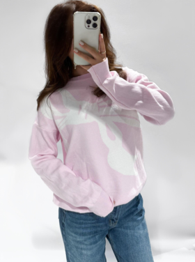 Daya Bow Knit Sweater / Baby Pink
