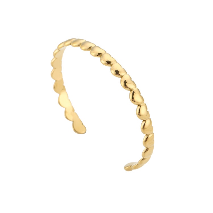 Gold Hearts Bangle Bracelet