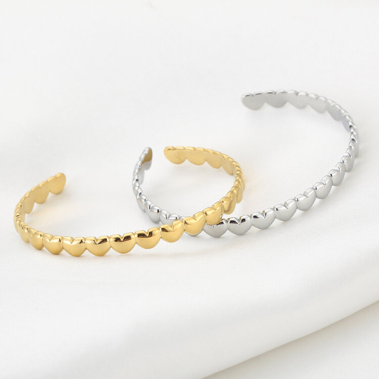 Gold Hearts Bangle Bracelet
