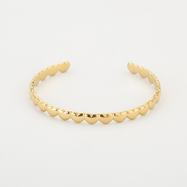 Gold Hearts Bangle Bracelet