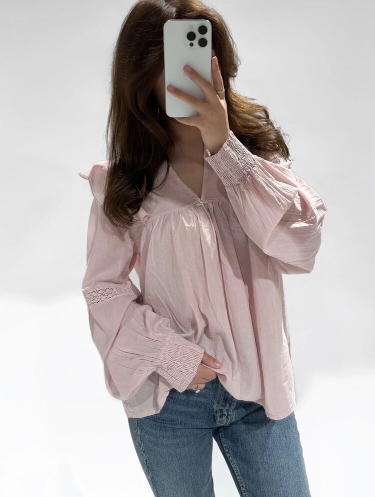 Lenae Ruffle Blouse / Dusty Pink