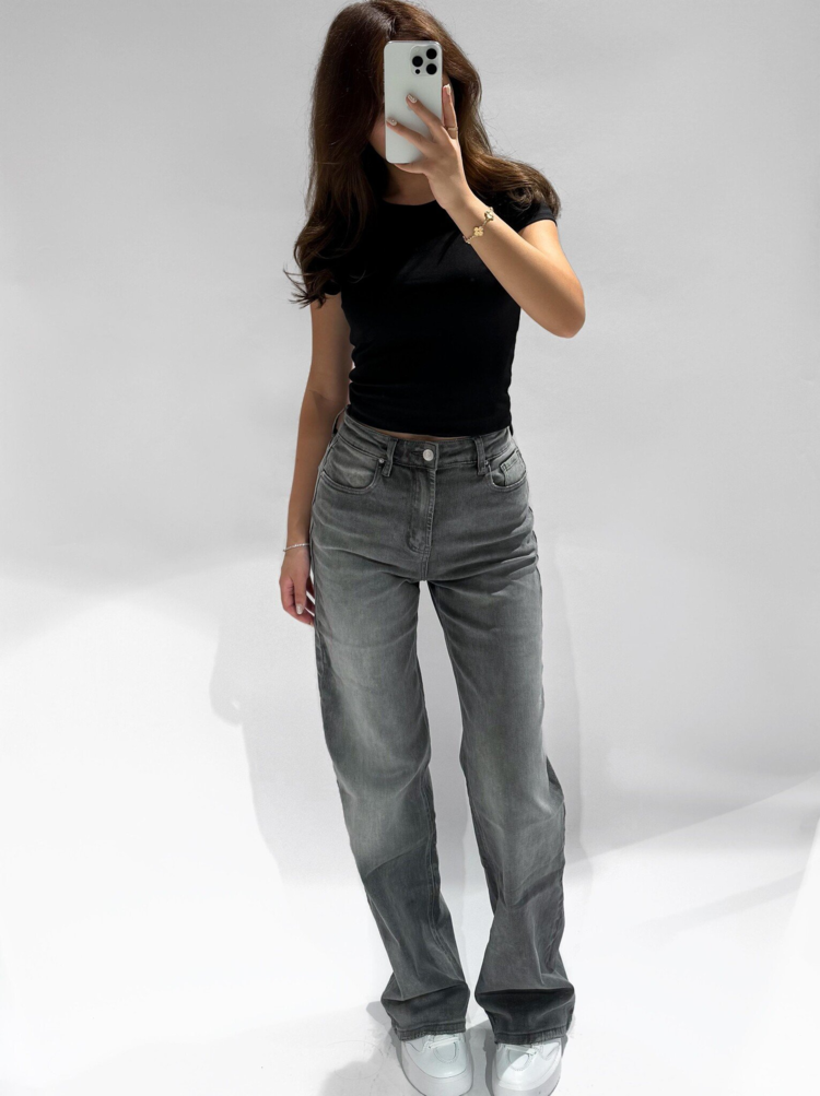 Leni Straight Leg Jeans / Grey