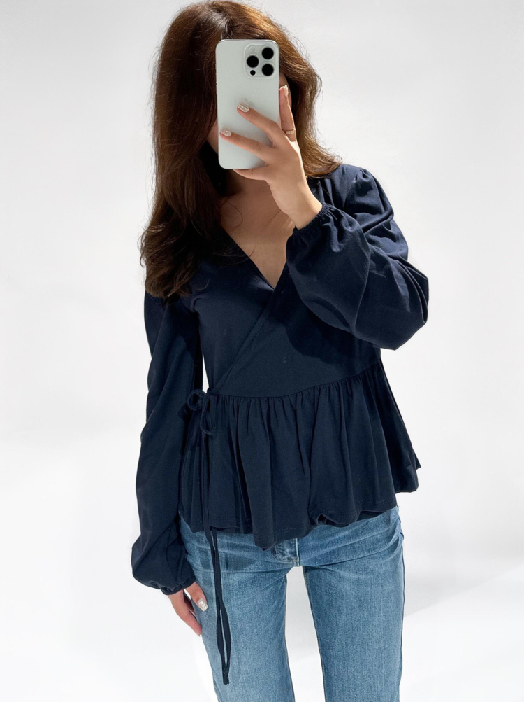 Dazy Wrap Blouse / Navy Blue
