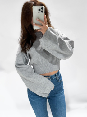 Lana Basic Crop Sweater / Grey
