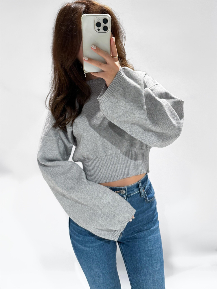 Lana Basic Crop Sweater / Grey