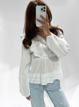 Nayla Embroidered Blouse / White
