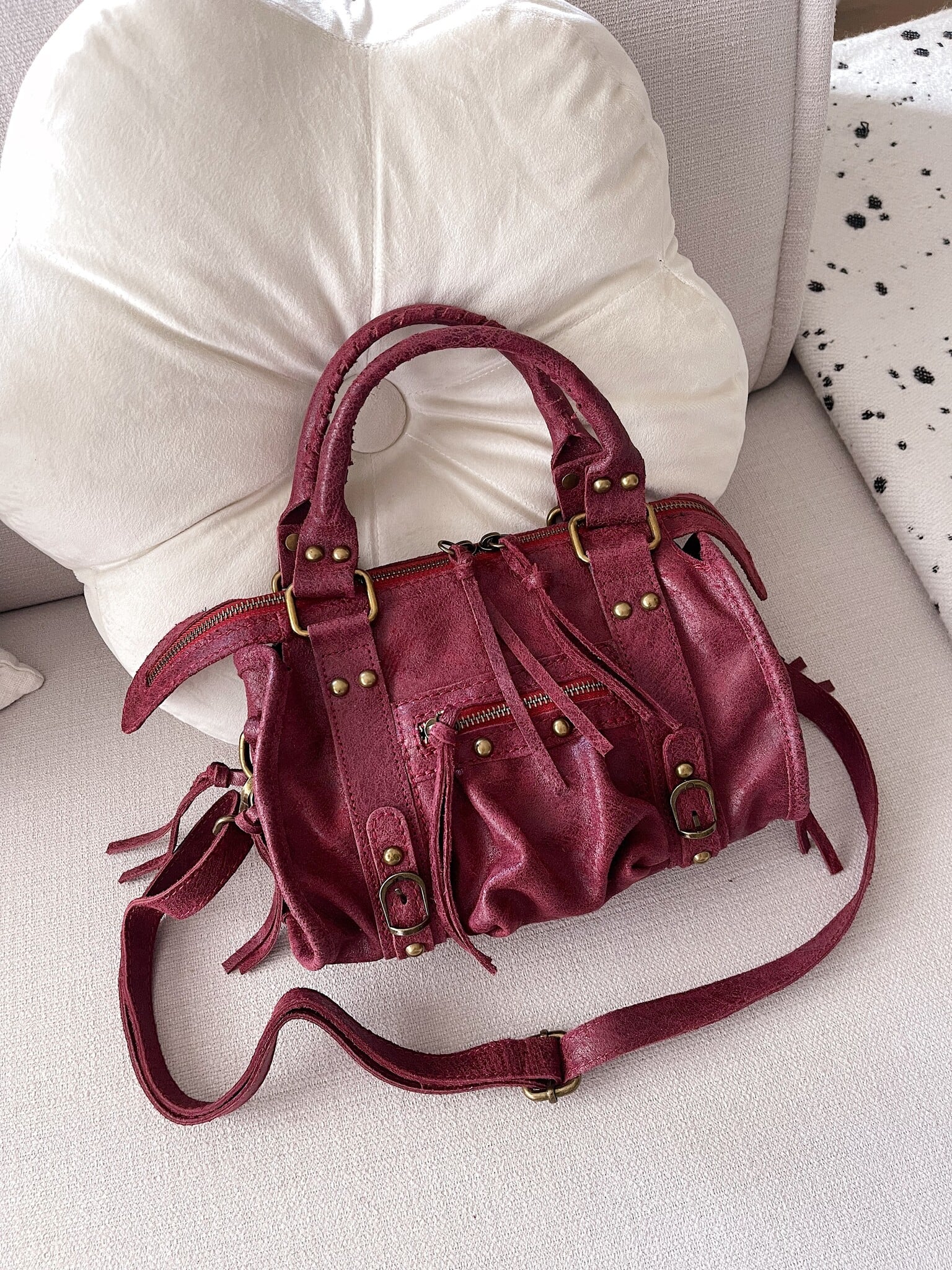 Nora City Studs Bag / Bordeaux Red - Hello My Love