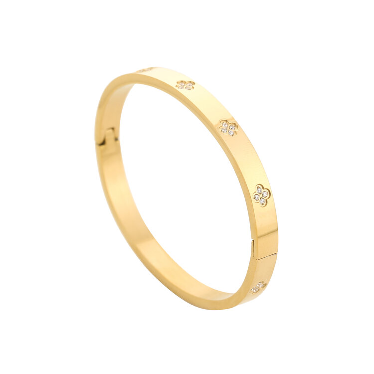 Gold Clover Bangle Bracelet