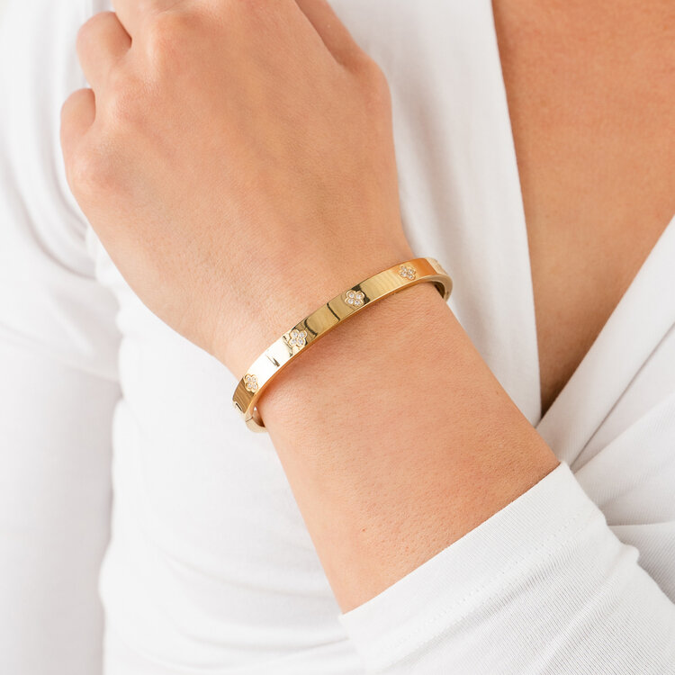 Gold Clover Bangle Bracelet