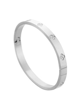 Silver Clover Bangle Bracelet