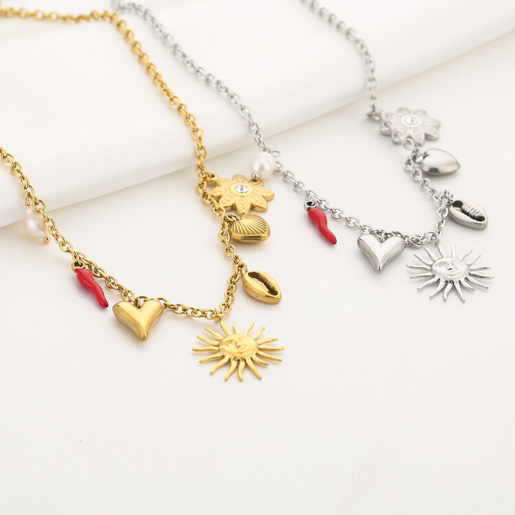 Silver Seraphim Mixed Charms Necklace