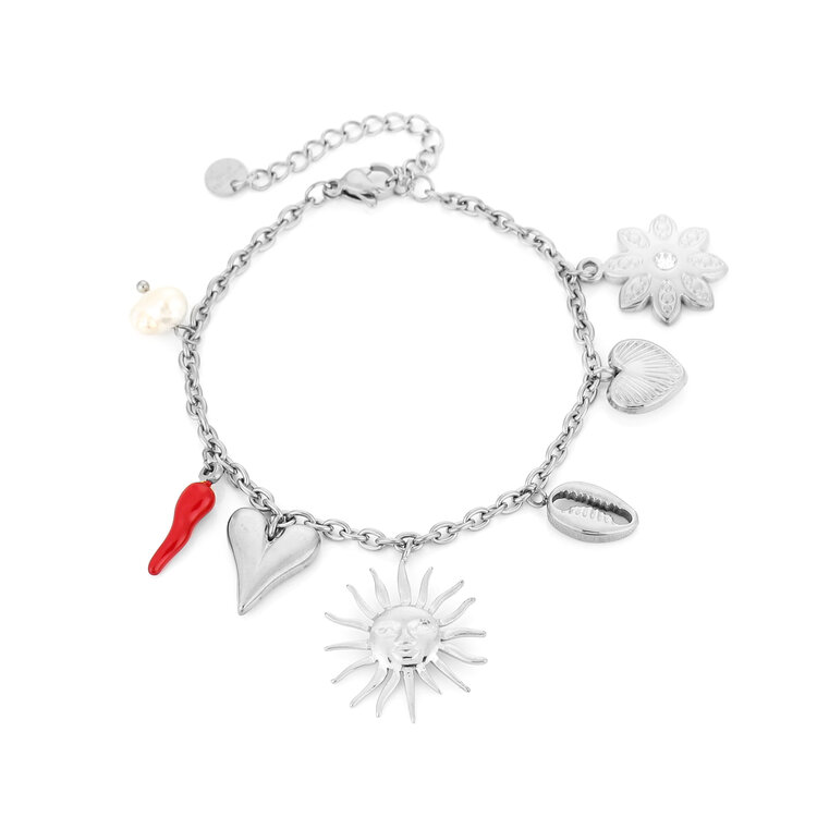 Silver Seraphim Mixed Charm Bracelet