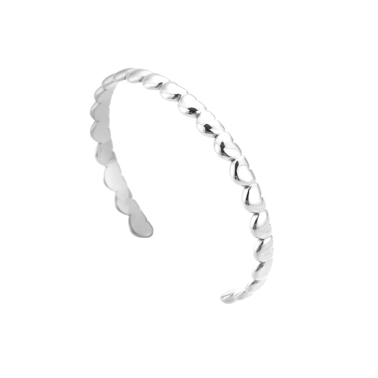 Silver Hearts Bangle Bracelet